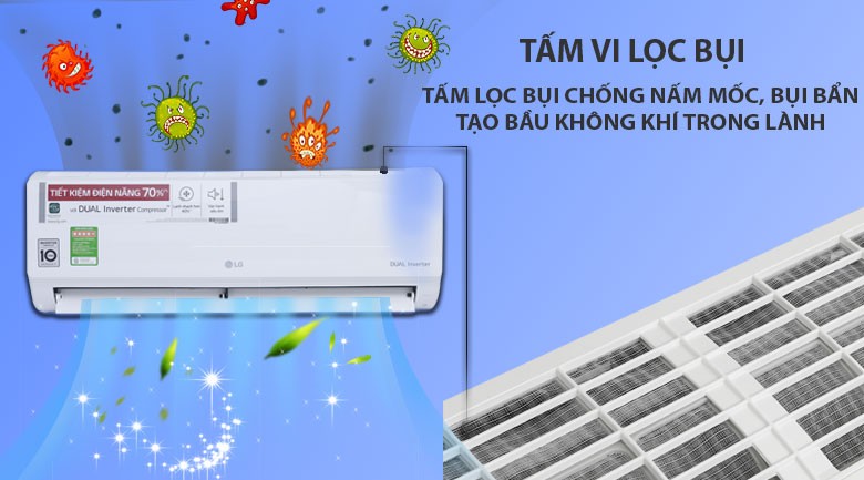 Tấm lọc vi bụi kháng khuẩn trên máy lạnh LG V10ENV