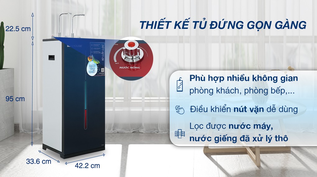 Máy lọc nước nóng lạnh Sunhouse SHA76219CK tủ đứng