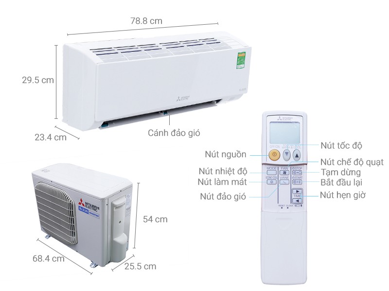 Máy lạnh Mitsubishi Electric Inverter MSY-GH10VA 1 HP với thiết kế hiện đại