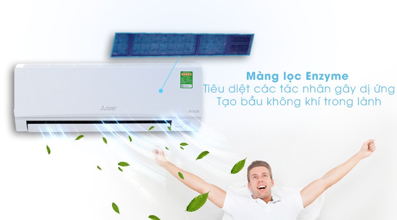 Tem năng lượng và nhãn hiệu Mitsubishi Electric trên máy lạnh