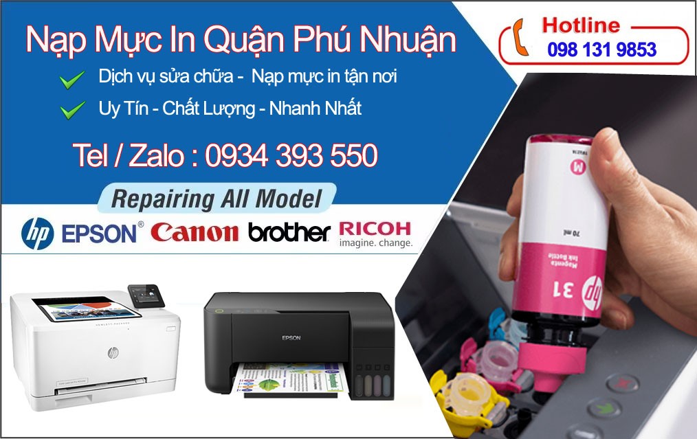 Kỹ thuật viên chuyên nghiệp nạp mực máy in tại Phú Nhuận