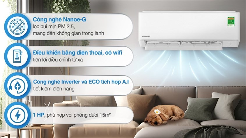 Máy lạnh Panasonic Inverter 1 HP CU/CS-PU9AKH-8 minh họa kích thước ống đồng 6/10mm
