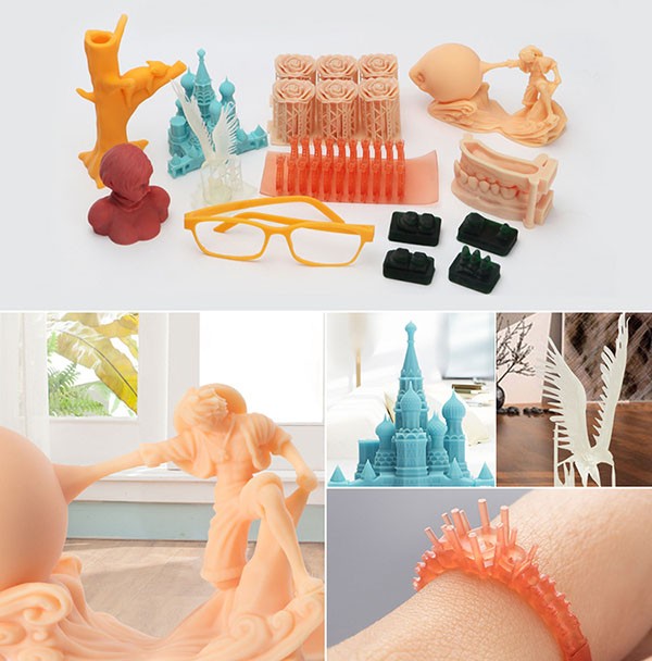 Các sản phẩm chi tiết được tạo ra từ máy in 3D sử dụng nhựa lỏng resin