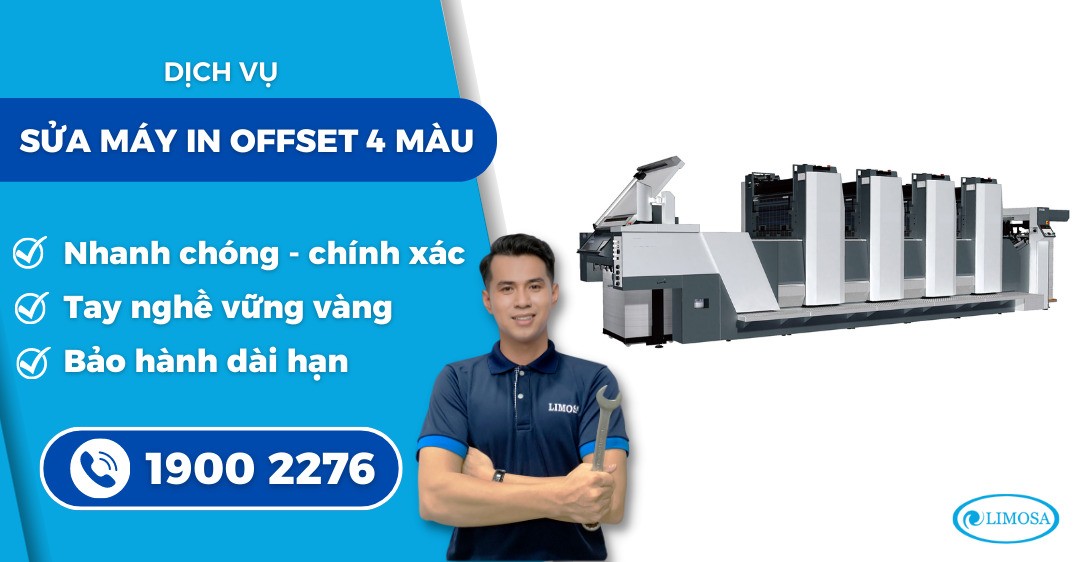 Kỹ thuật viên Limosa sửa chữa máy in offset 4 màu