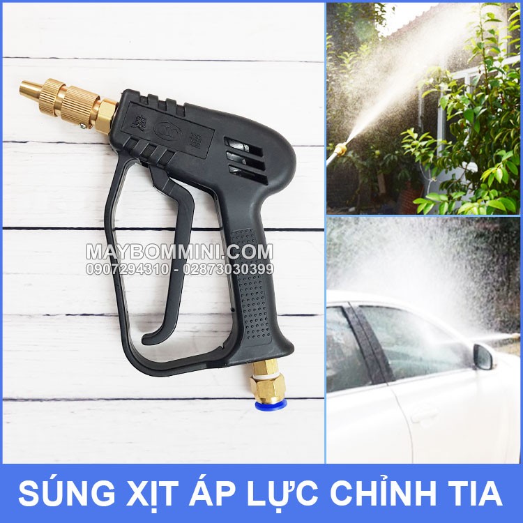 Súng xịt áp lực cao chỉnh tia cho máy bơm nước mini máy lạnh