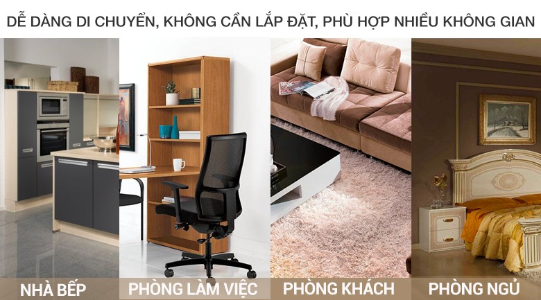 Máy lạnh di động Gree GPC09AM-K6NNA1A dễ dàng di chuyển bằng bánh xe