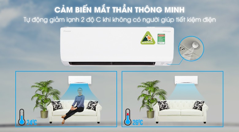 Hình ảnh mắt thần cảm biến thông minh trên máy lạnh 2 chiều Daikin