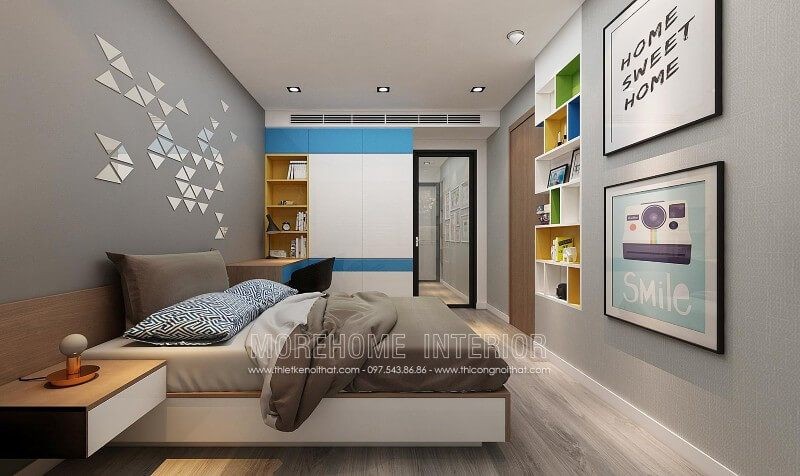 Hình ảnh giường ngủ hình hộp thấp hiện đại