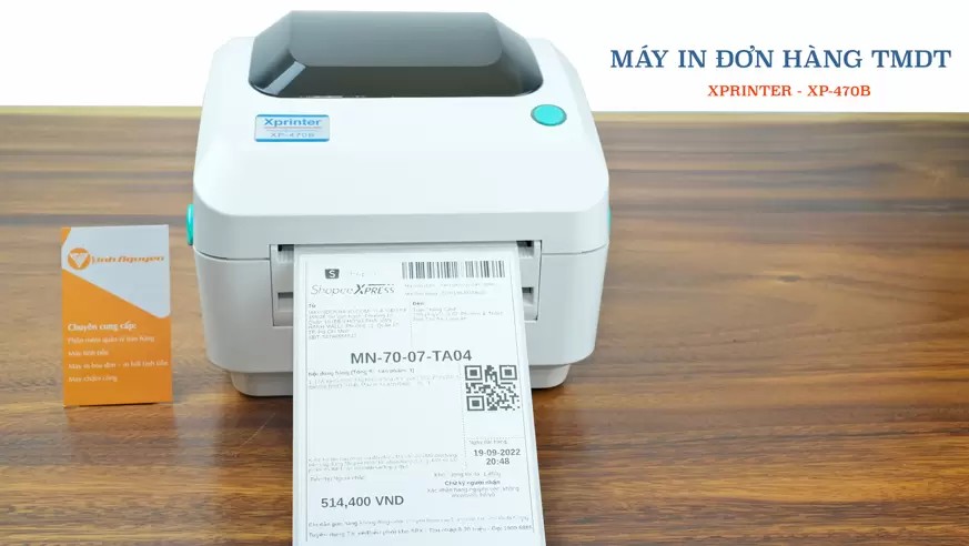 Máy in mã vạch Xprinter XP 350B in tem nhãn nhỏ gọn màu trắng đen