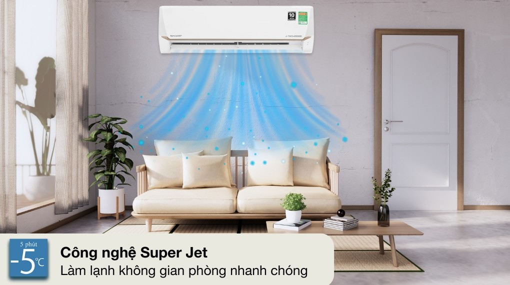 Công nghệ làm lạnh Super Jet trên máy lạnh Sharp Inverter 1.5 HP