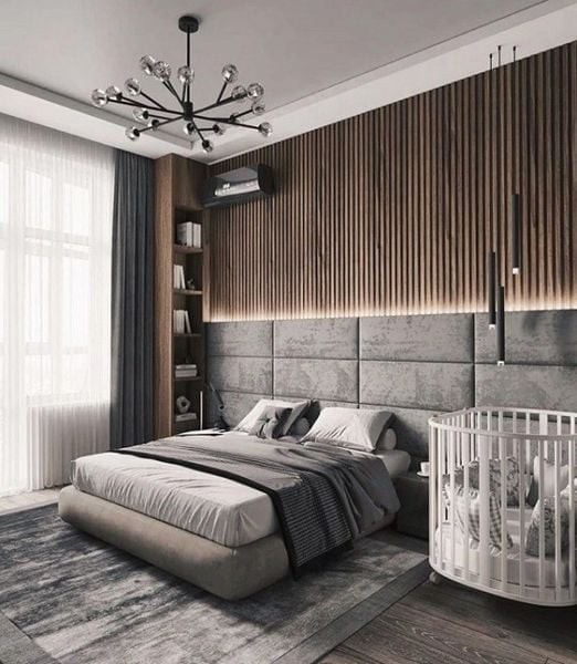 Phòng ngủ hiện đại sơn màu xám thể hiện sự tinh tế
