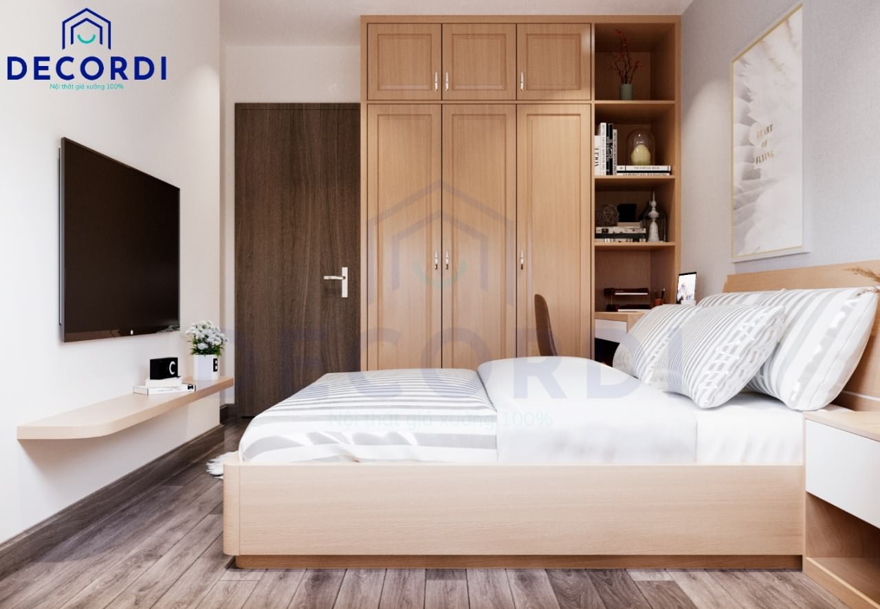 Tủ quần áo đụng trần giúp tối ưu không gian lưu trữ trong phòng ngủ
