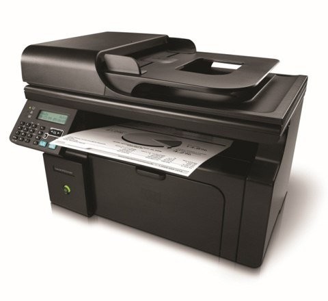 Tổng quan mặt trước máy in đa năng HP 1212nf đã qua sử dụng, hiển thị bảng điều khiển