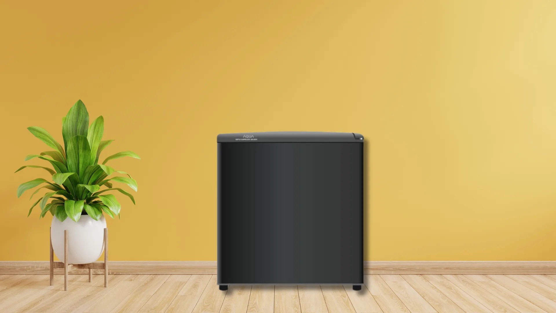 Tủ lạnh mini hiện đại bày trí gọn gàng trong không gian phòng.