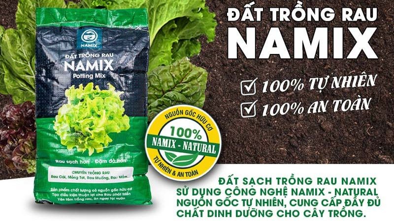 Đất sạch trộn sẵn Namix chuyên dụng cho trồng rau trên sân thượng