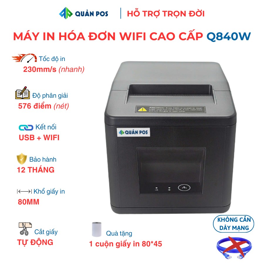 Thông số kỹ thuật máy in nhiệt không dây QP-840W