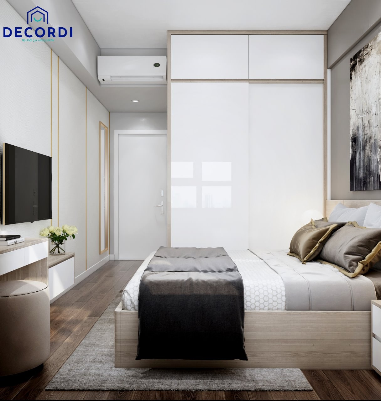 Bố trí giường ngủ theo phong thủy trong phòng ngủ 10m2, góp phần gia tăng hạnh phúc và sự hòa thuận cho vợ chồng