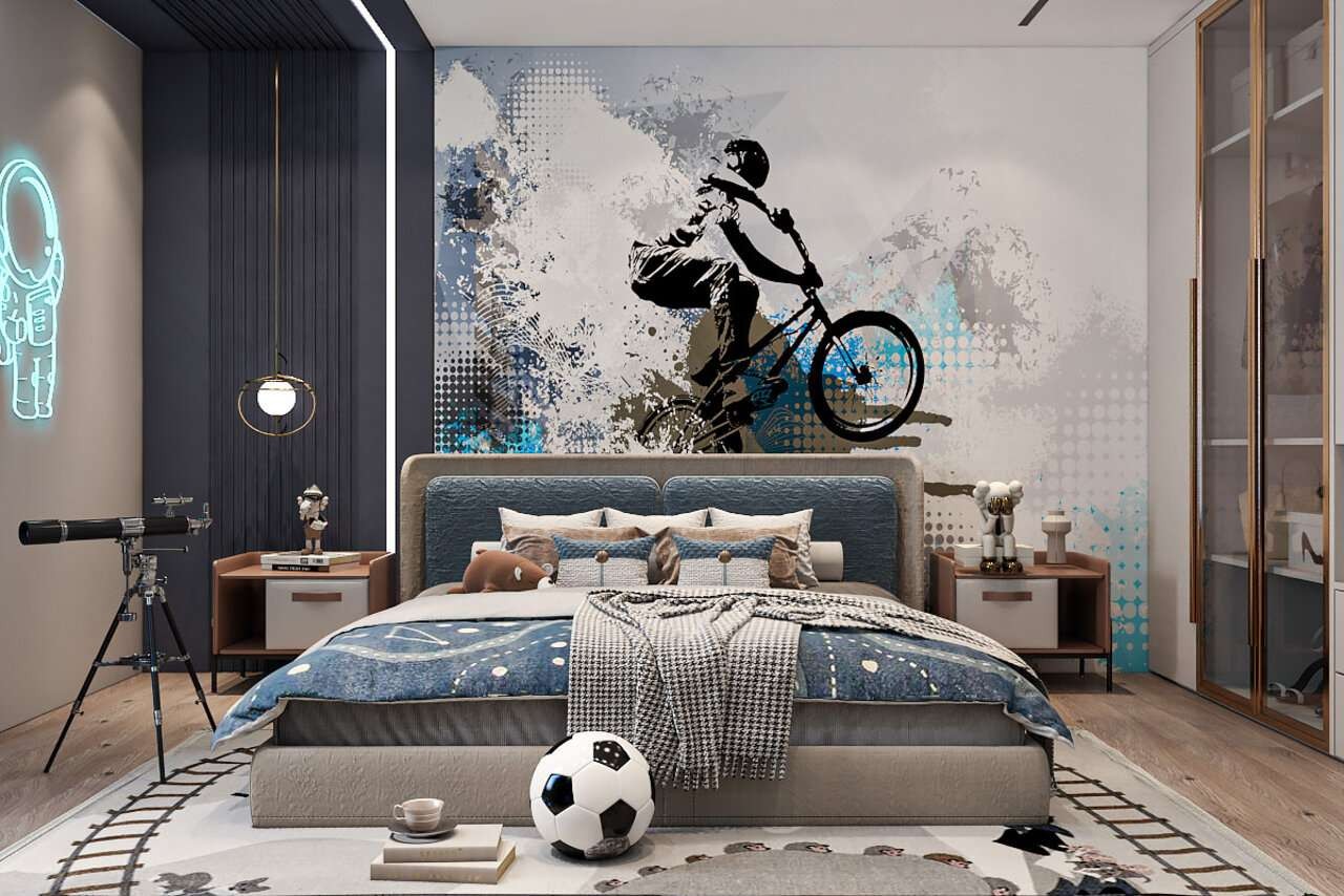 Ý tưởng thiết kế phòng ngủ cá tính đơn giản cho bé trai