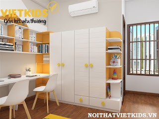 Chi tiết thang leo và thanh chắn an toàn của giường tầng màu vàng cam