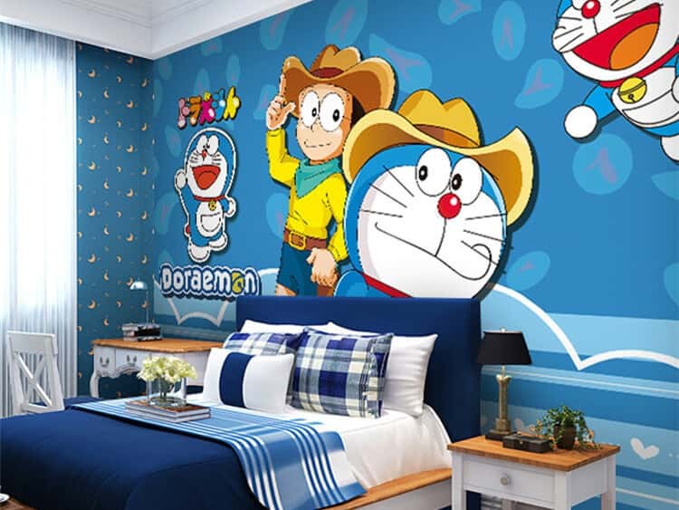 Tranh tường phòng ngủ bé trai với hình ảnh động vật đáng yêu