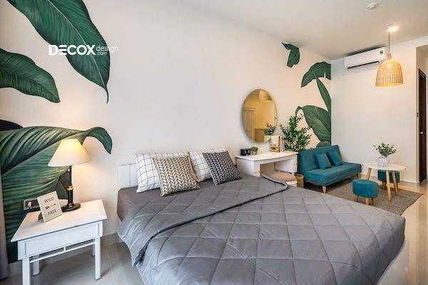 Thiết kế phòng ngủ hiện đại với tranh vẽ tường nghệ thuật