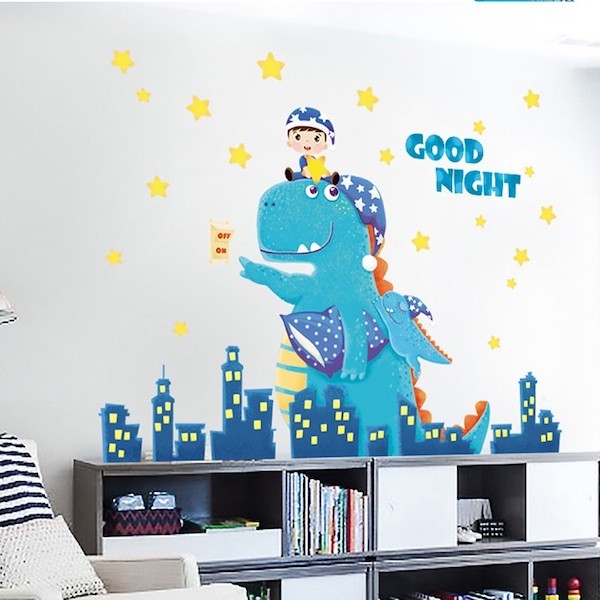 Mẫu tranh tường phòng ngủ hoạt hình cho bé trai