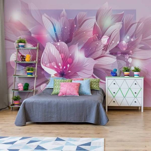 Tranh tường 3D cho phòng ngủ tạo chiều sâu với hình ảnh khu rừng