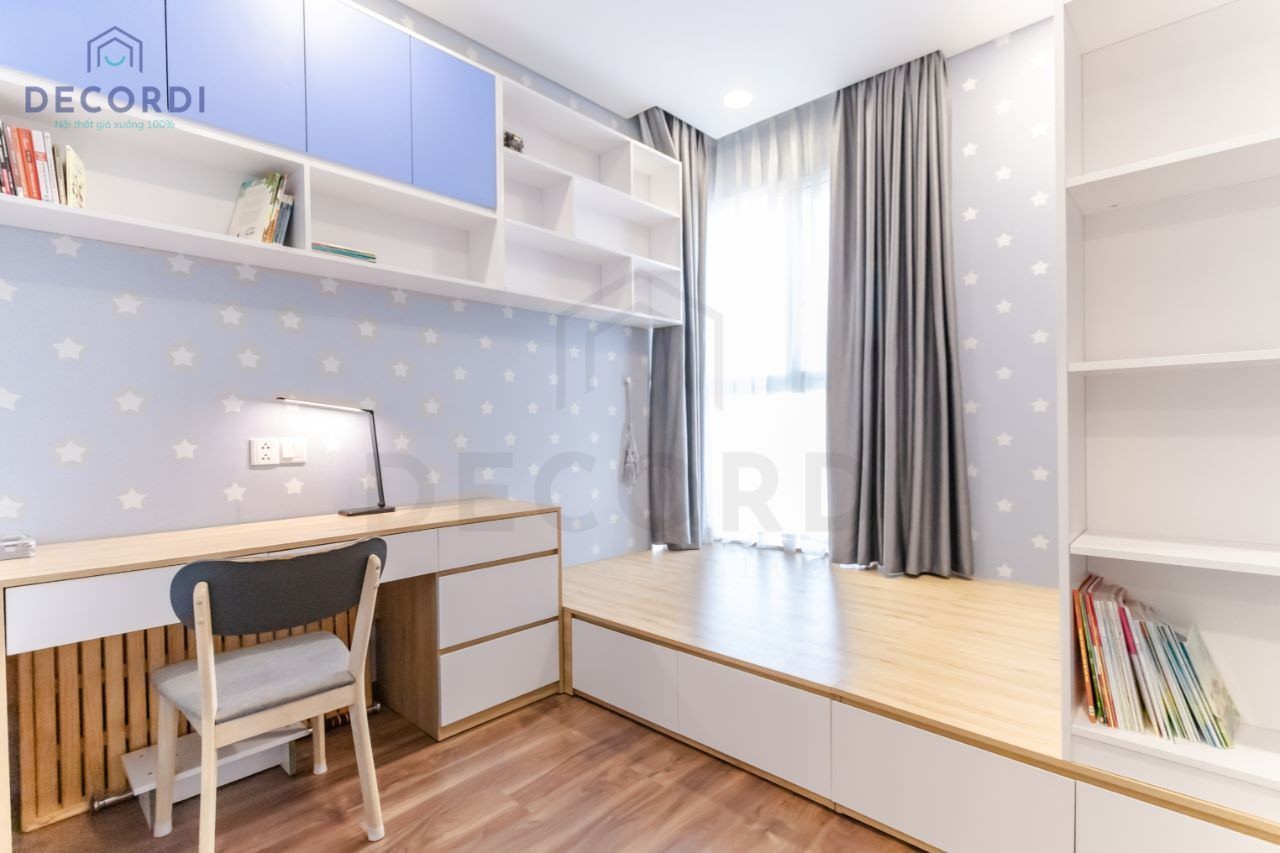 Mẫu nội thất phòng ngủ được trang trí vô cùng dễ thương với tông màu pastel