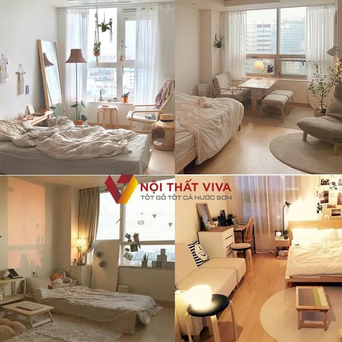Bộ bàn ghế phòng ngủ nhỏ gọn phong cách Hàn Quốc dễ thương