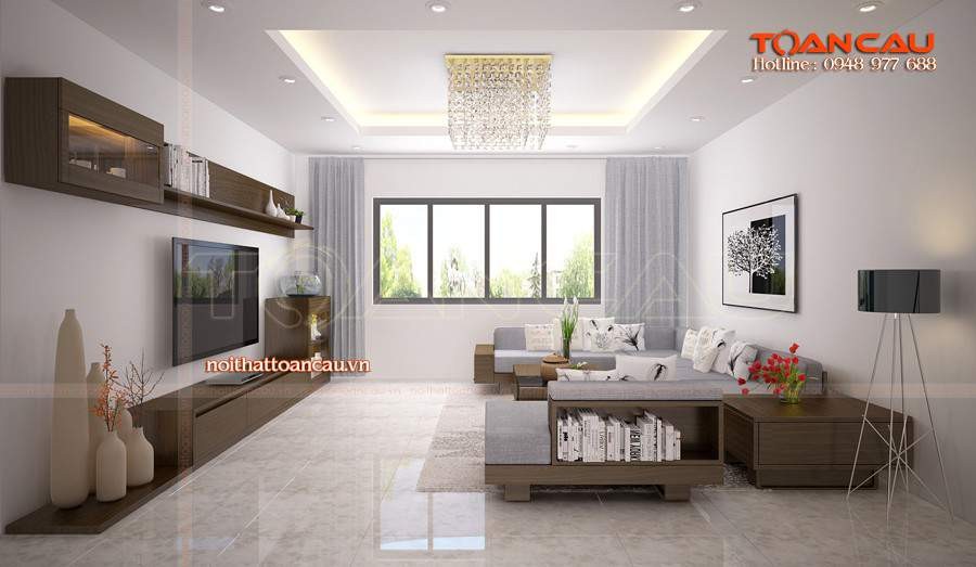 Bàn trà gỗ kết hợp sofa, thành phần của nội thất gỗ gia đình