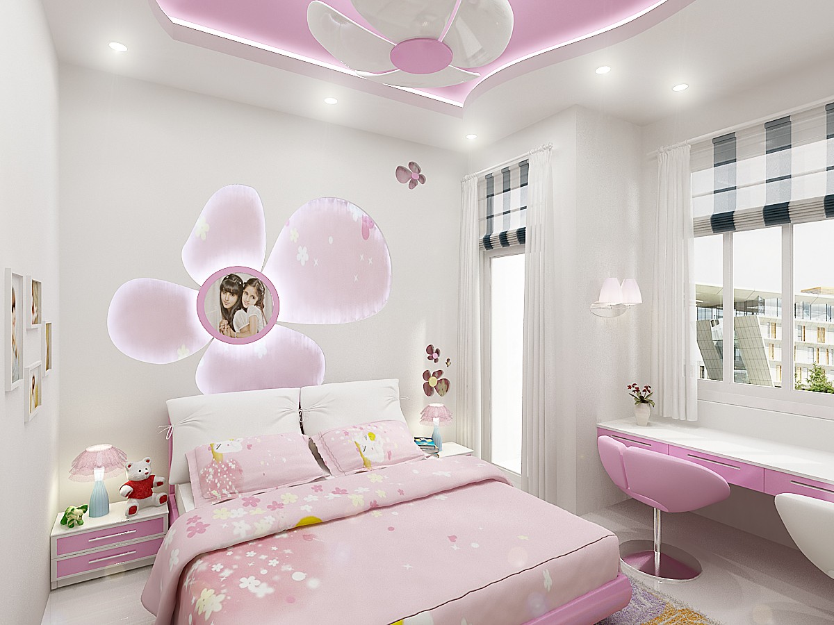 Mẫu phòng ngủ đẹp dành cho bé gái với màu sắc tươi sáng