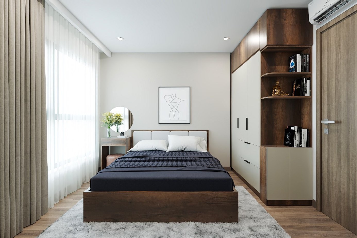 Thiết kế nội thất phòng ngủ với giải pháp lưu trữ đồ đạc