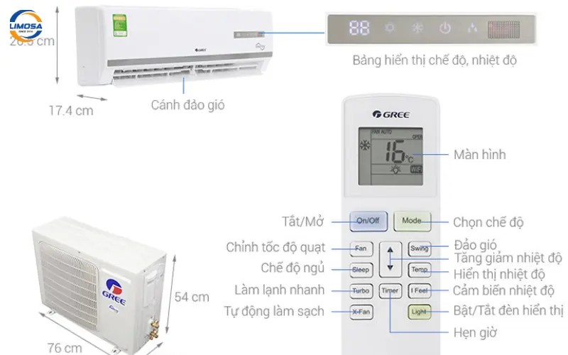 Các bước thao tác đổi độ F sang độ C trên remote máy lạnh Gree