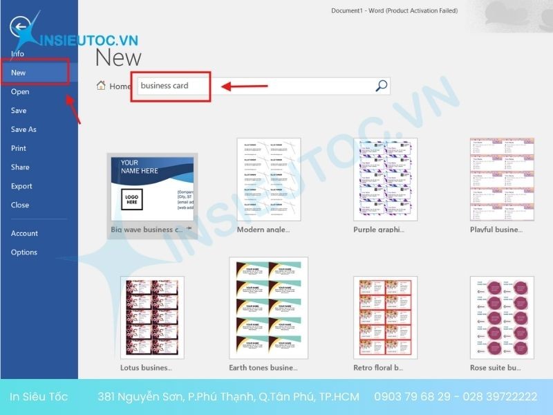 Tìm kiếm mẫu thiết kế card visit 2 mặt trong Word