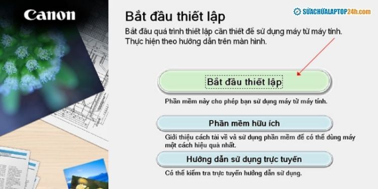 Chọn 'Bắt đầu thiết lập' trong bộ cài driver