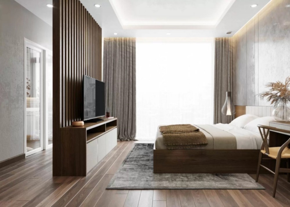 Vách ngăn phòng ngủ bằng gỗ tự nhiên hoặc công nghiệp