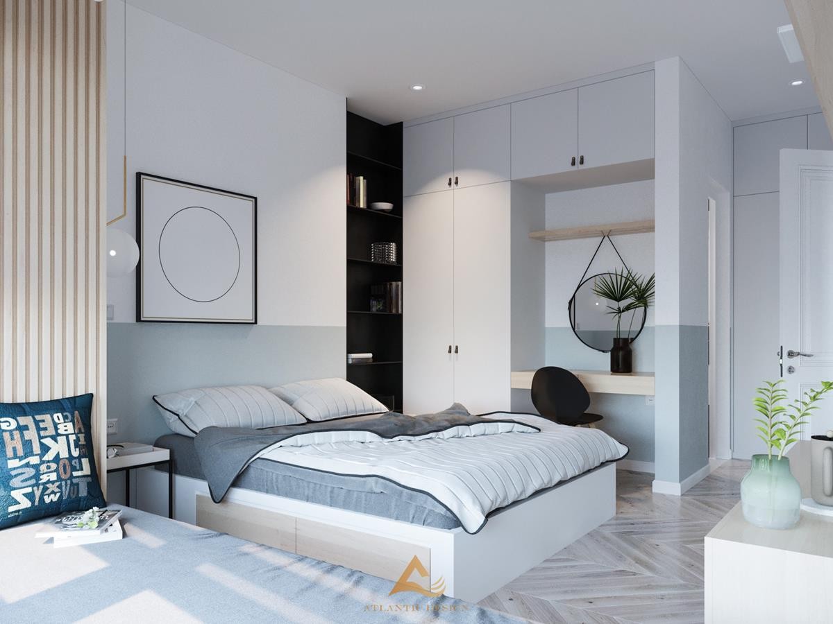 Tủ âm tường giúp tối ưu không gian trong thiết kế phòng ngủ đẹp