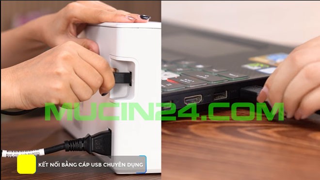 Kết nối máy in HP M15w với máy tính bằng cáp USB