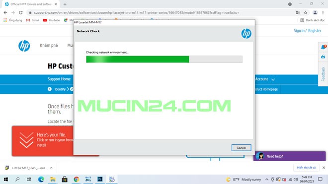 Xác nhận các lựa chọn cài đặt cho máy in HP M15w