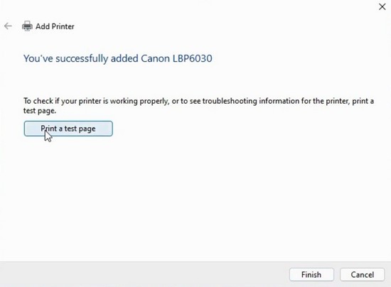 Cấu hình tùy chọn chia sẻ máy in Canon LBP 6030