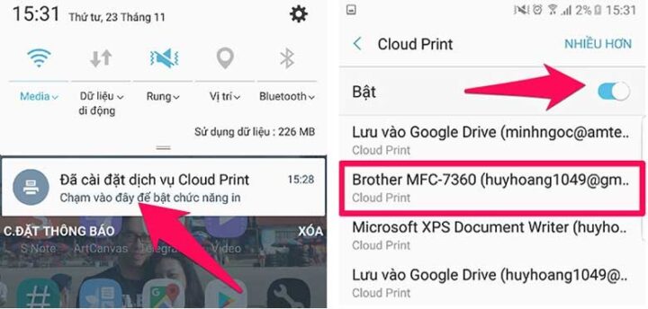Thông báo thiết lập Cloud Print trên điện thoại Android để bắt đầu in tài liệu [internal_links]