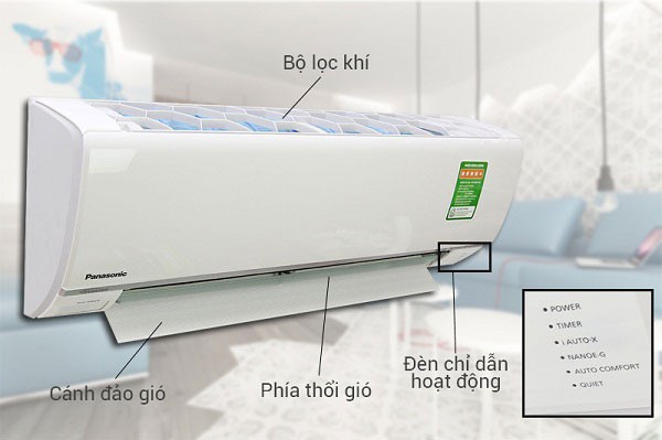 Điều khiển máy lạnh hiển thị các chế độ quạt gió