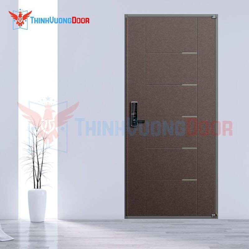 Cửa thép vân gỗ 1 cánh phòng ngủ sang trọng