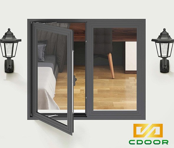 Cửa sổ nhôm Xingfa mở quay 2 cánh cho phòng ngủ