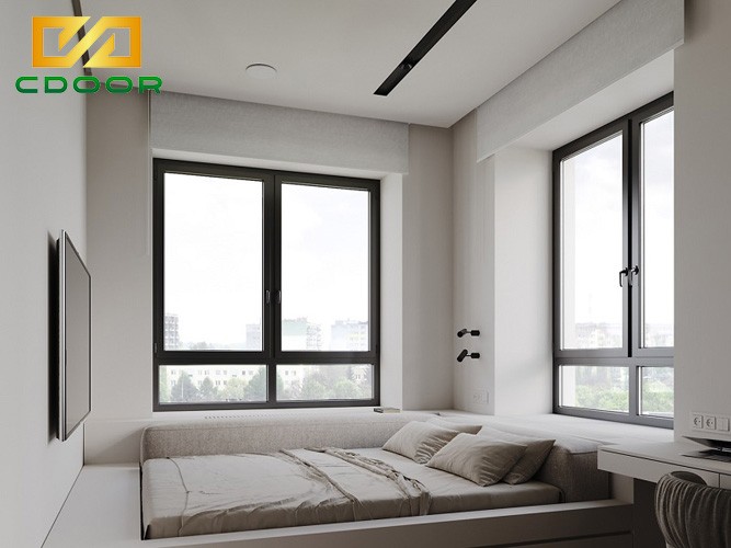 Mẫu cửa sổ phòng ngủ nhôm kính cao cấp thiết kế đẹp
