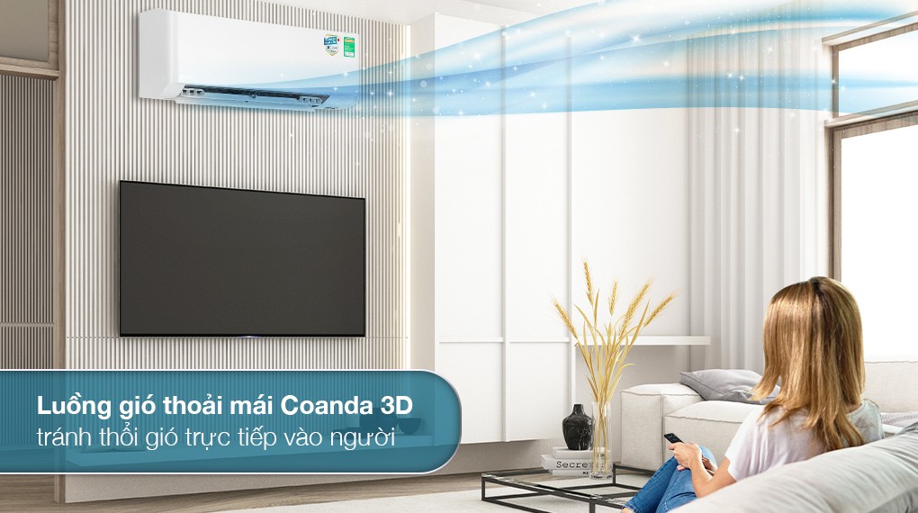Luồng gió Coanda 3D phân bổ không khí đều khắp phòng từ máy lạnh Daikin Inverter 1.0 HP
