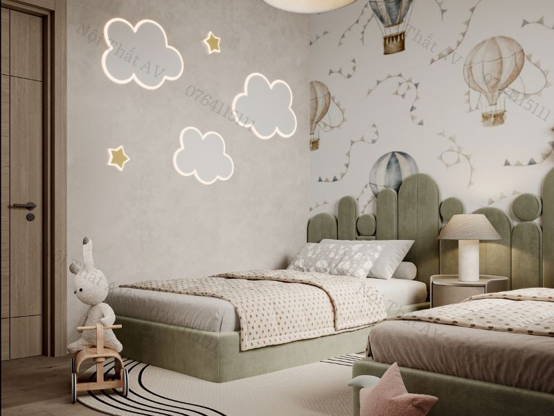 Đảm bảo sự gọn gàng và an toàn cho phòng ngủ 10m2 của hai bé