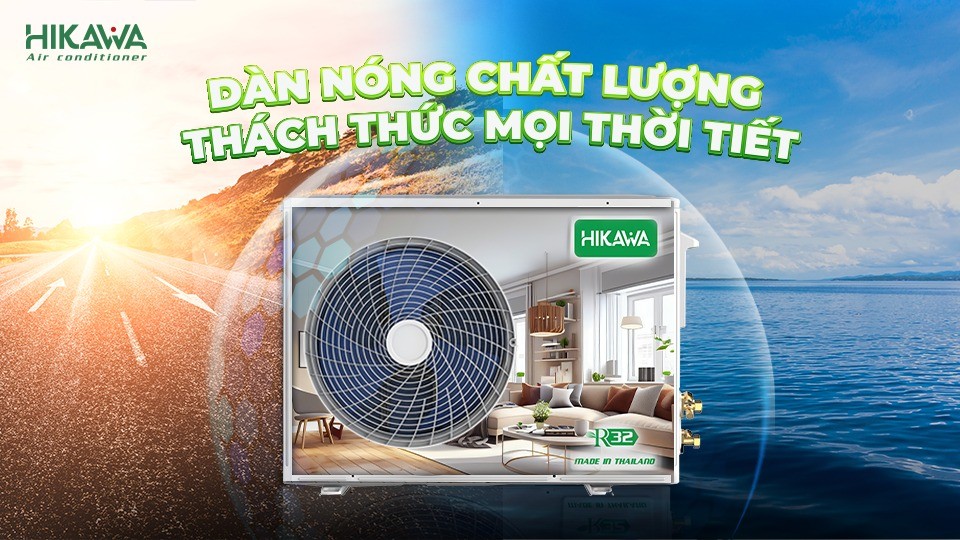 Dàn nóng máy lạnh Hikawa với lớp phủ Golden Fin và Epoxy bền bỉ