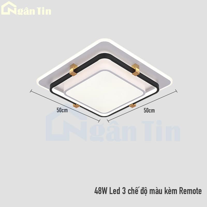 đèn led ốp trần vuông phòng ngủ hiện đại màu trắng
