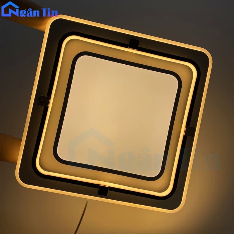 đèn mâm led ốp trần vuông phòng ngủ phong cách tối giản